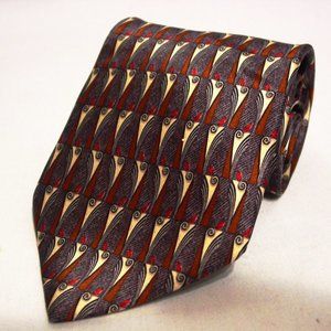Vtg Valentino Art Deco  Peacock Print Silk Tie
